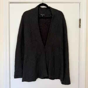 Eileen Fisher Mohair Blend Textured Open Front Cardigan Black Size Medium